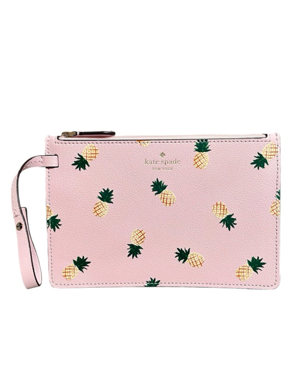 Kate Spade Pink Pineapple Limited Edition Fruit Design Pouch Green Interior